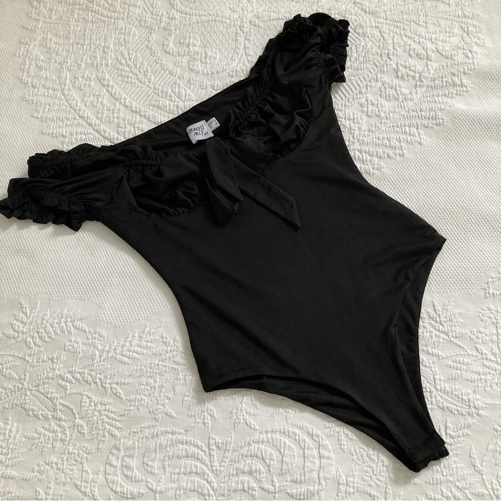 Princess Polly Black Ruffle Bodysuit